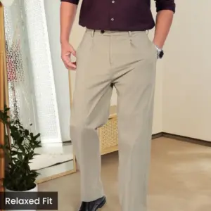 beige solid korean pants