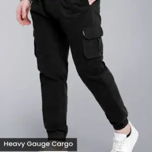 black heavy gauge cargo joggers